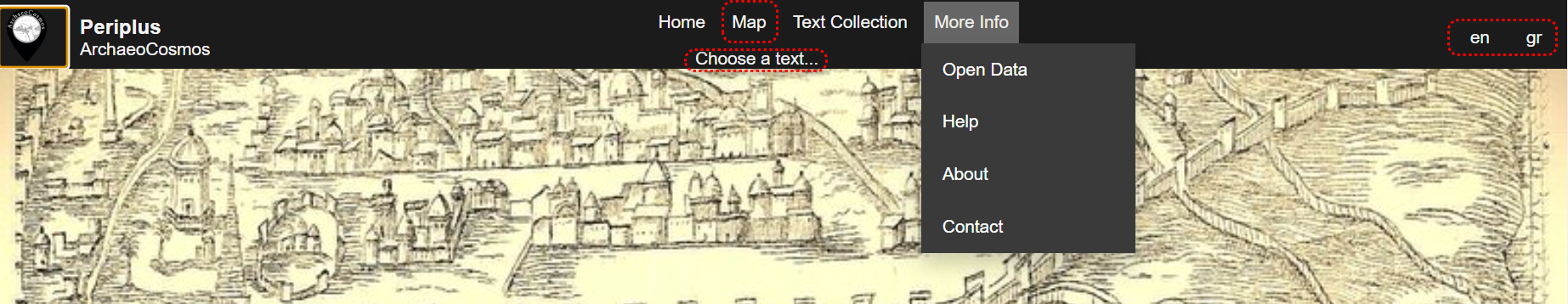 Image of the main menu with map selected